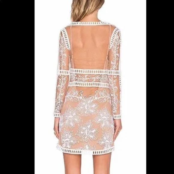Desert Nights Mini Dress in White & NudeFor Love & Lemons medium - Picture 2 of 6